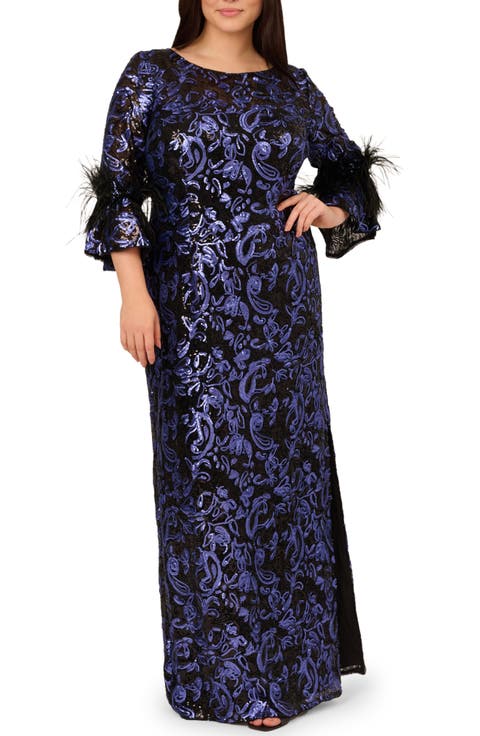 Sequin Embroidered Gown (Plus)