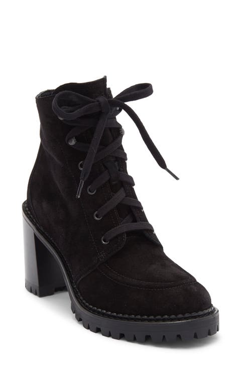 Block Heel Lace Up Bootie (Women)