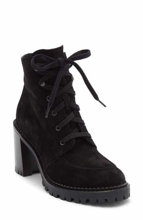 Longchamp Block Heel Lace Up Bootie