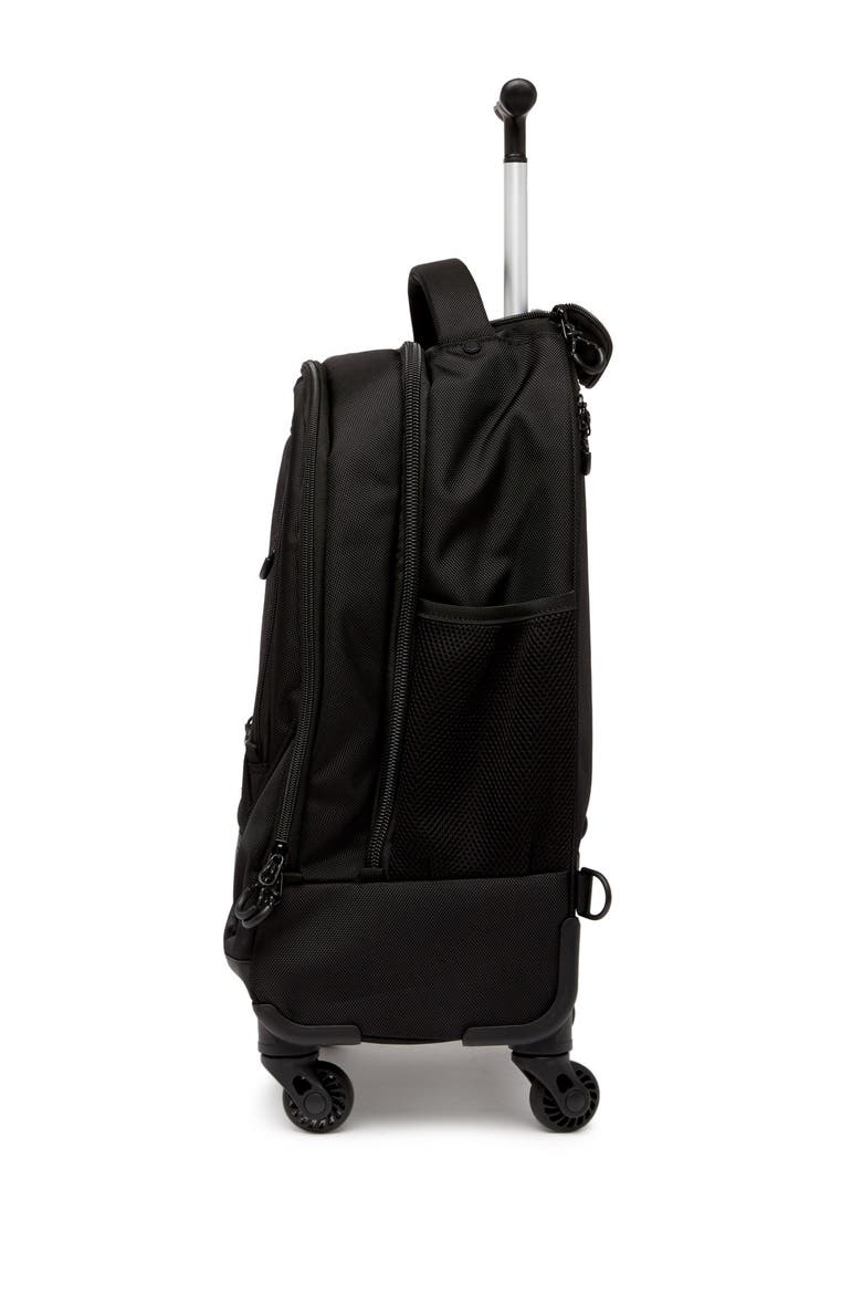 1680D Poly 4 Wheel Roller Backpack, Alternate, color, BLACK