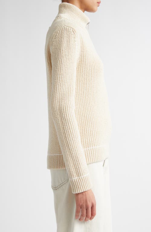 Shop Mm6 Maison Margiela Full Zip Rib Cardigan In Cream