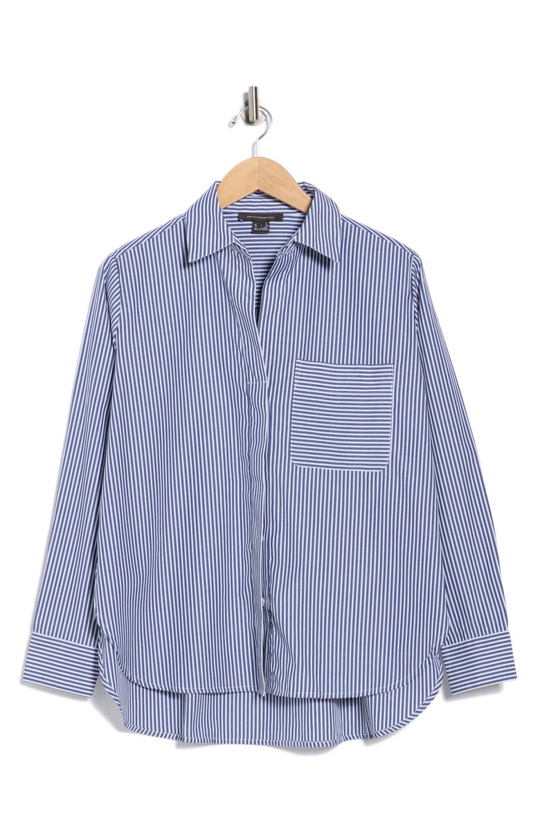 French Connection Oversize Stripe Button-Up Shirt, Alternate, color, Navy/White Stripe