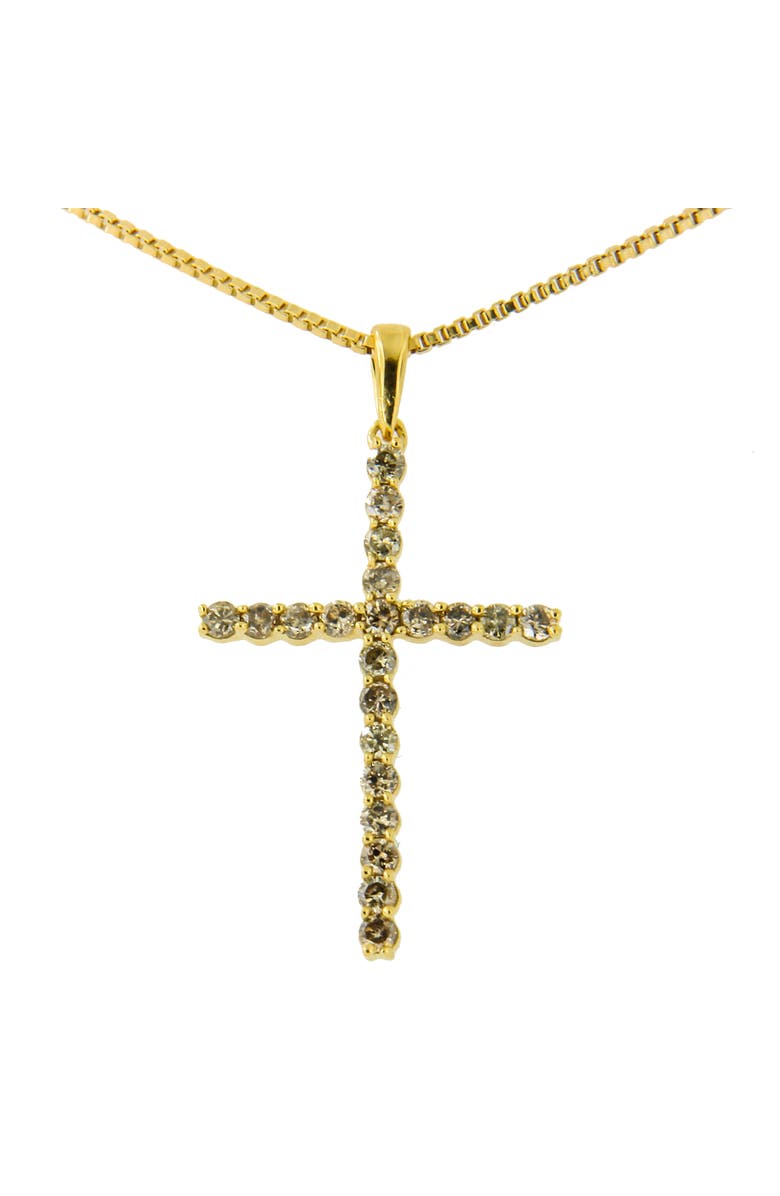 Haus of Brilliance 14K Yellow Gold Plated Silver 1/2 Cttw Champagne Diamond Cross Pendant Necklace, Main, color, Yellow