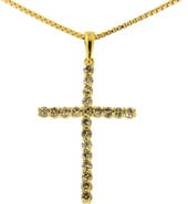 Haus of Brilliance 14K Yellow Gold Plated Silver 1/2 Cttw Champagne Diamond Cross Pendant Necklace