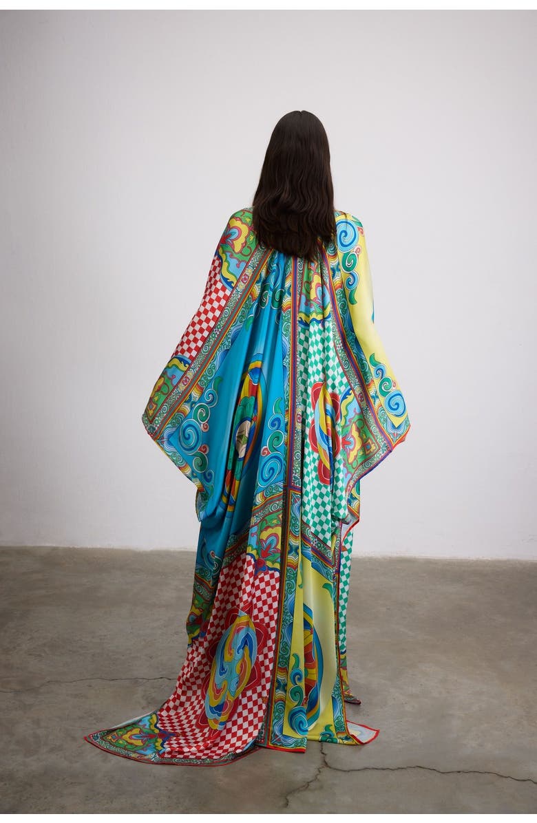 Je Te Veux Dynasty Motif Printed Long Kimono, Alternate, color, Multicolor