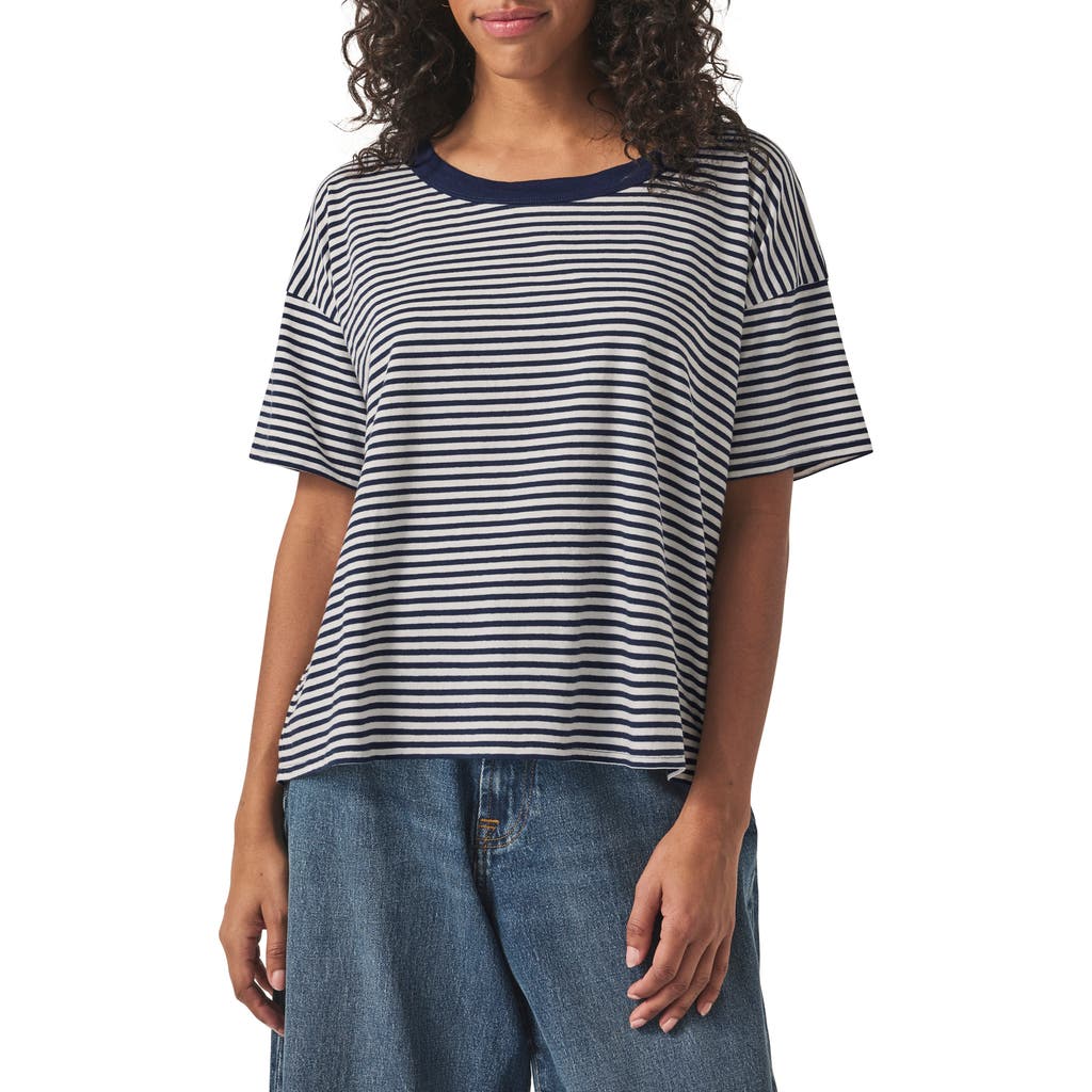 Splendid Astrid Stripe Boxy Ringer T-shirt In Navy Stripe