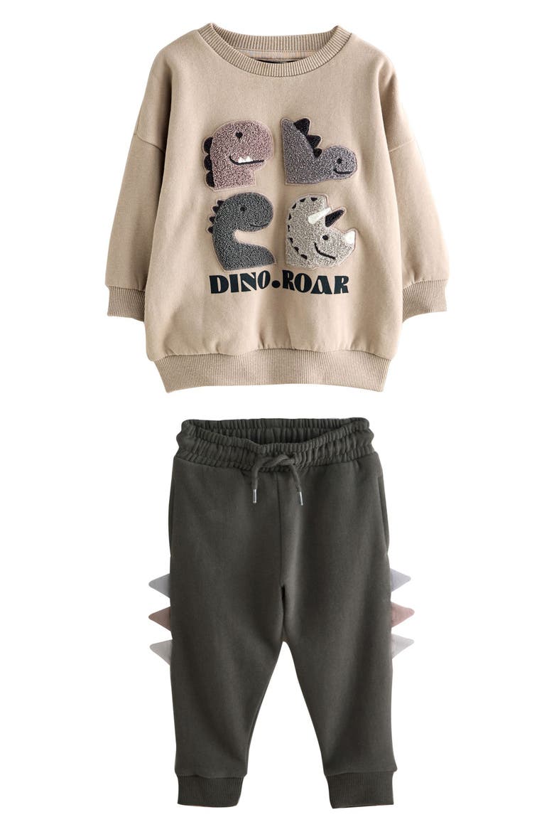 Kids' Colorblock Dinosaur Sweatshirt & Joggers Set, Main, color, GREY