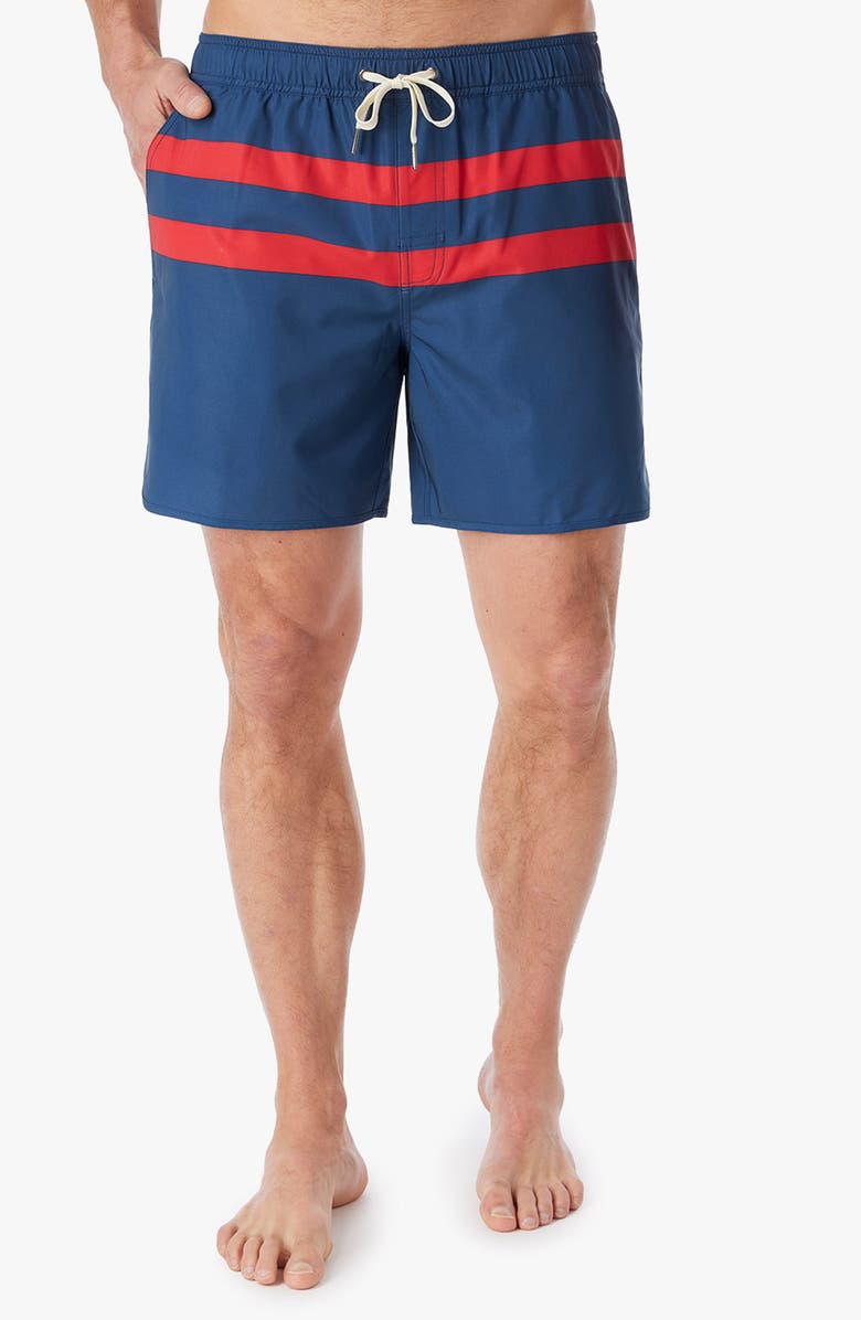 Fair Harbor Anchor Water Repellent Swim Trunks, Alternate, color, Red Stripe