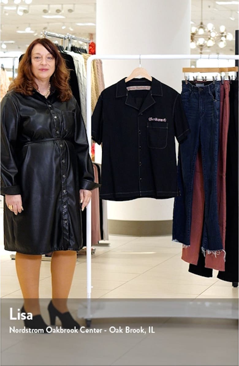 Stoffe Swarovski<sup>®</sup> Crystal Embellished Short Sleeve Button-Up Shirt, sales video thumbnail