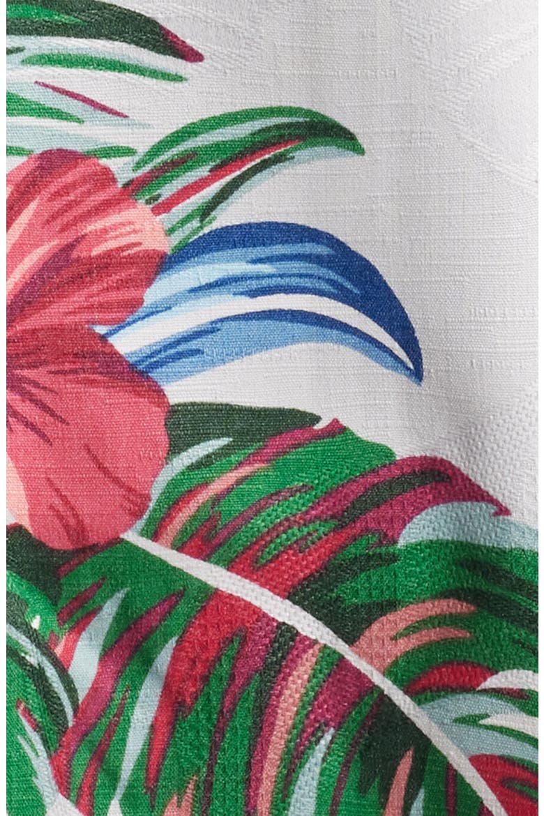 Frond Fusion Short Sleeve Silk Blend Button-Up Shirt, Alternate, color, BREEZE