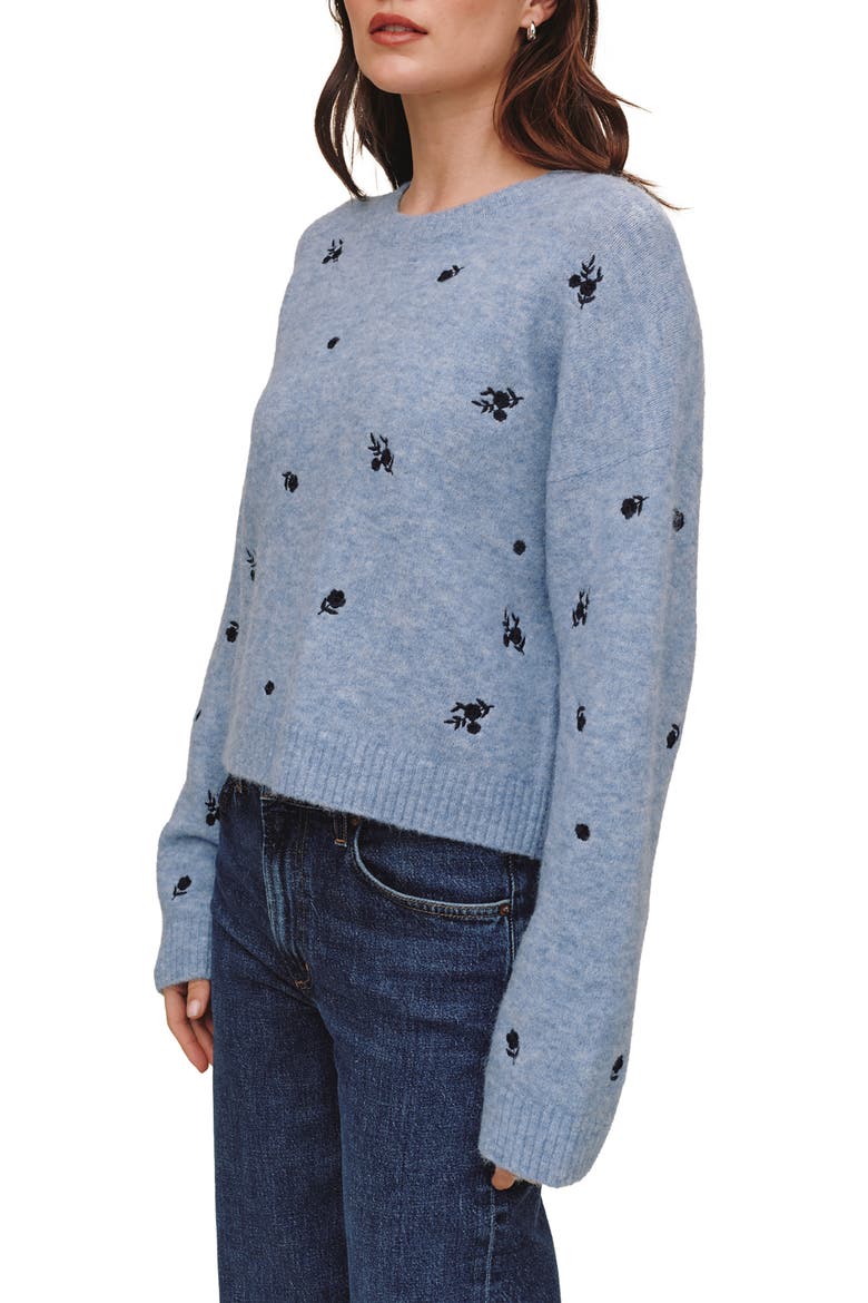 Embroidered Sweater, Alternate, color, BLUE DREAM