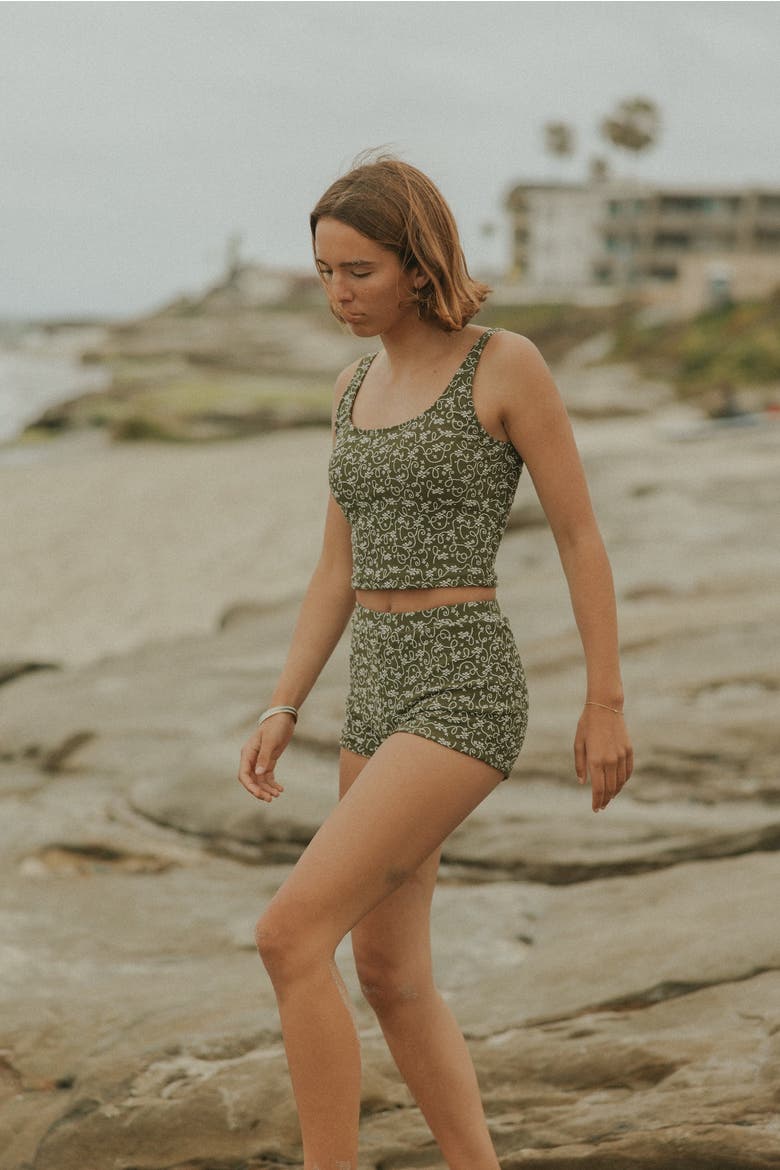 Savannah High Waisted Shorts, Alternate, color, White and Green Floral