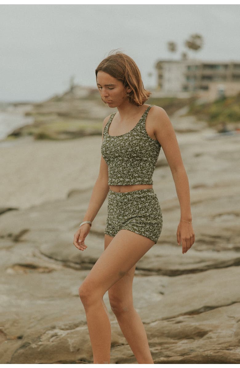 Geode Swimwear Savannah High Waisted Shorts, Alternate, color, White And Green Floral