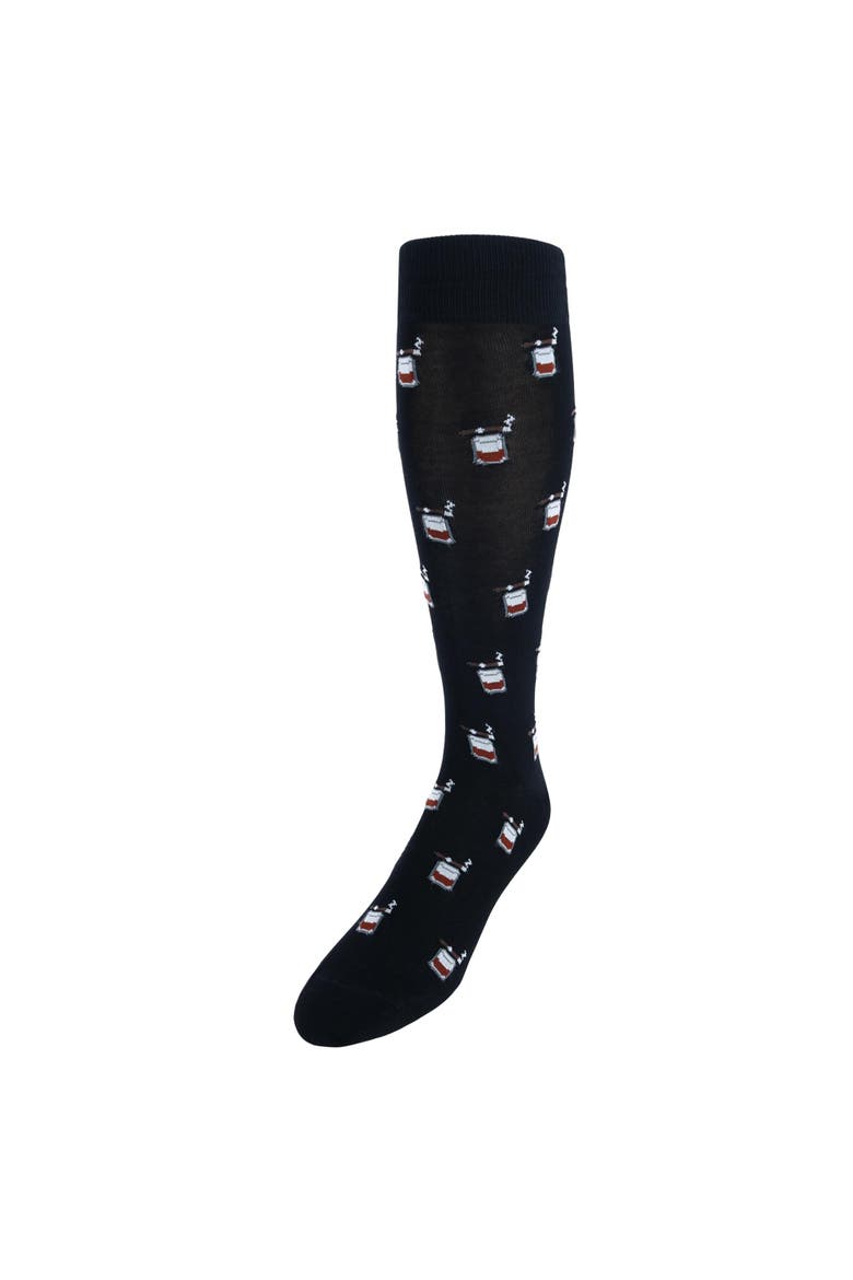 Jack's Bourbon and Cigar Over The Calf Mercerized Cotton Socks, Main, color, Black