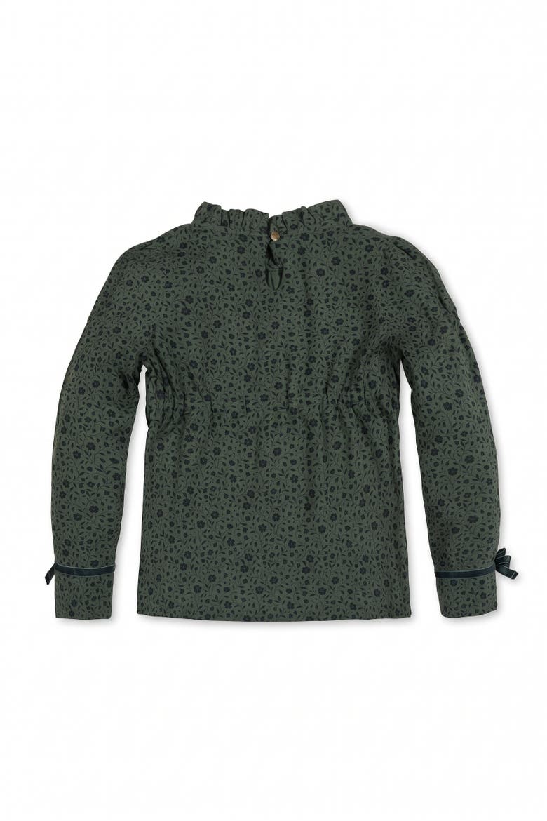 Kids' Organic Ruffle Neck Knit Top, Alternate, color, Timeless Green Floral