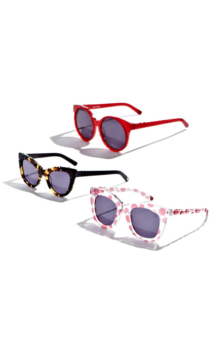 Pared 'Pools & Palms - Clear & Watermelon Polka Dot' 50mm Sunglasses, Alternate, color, 