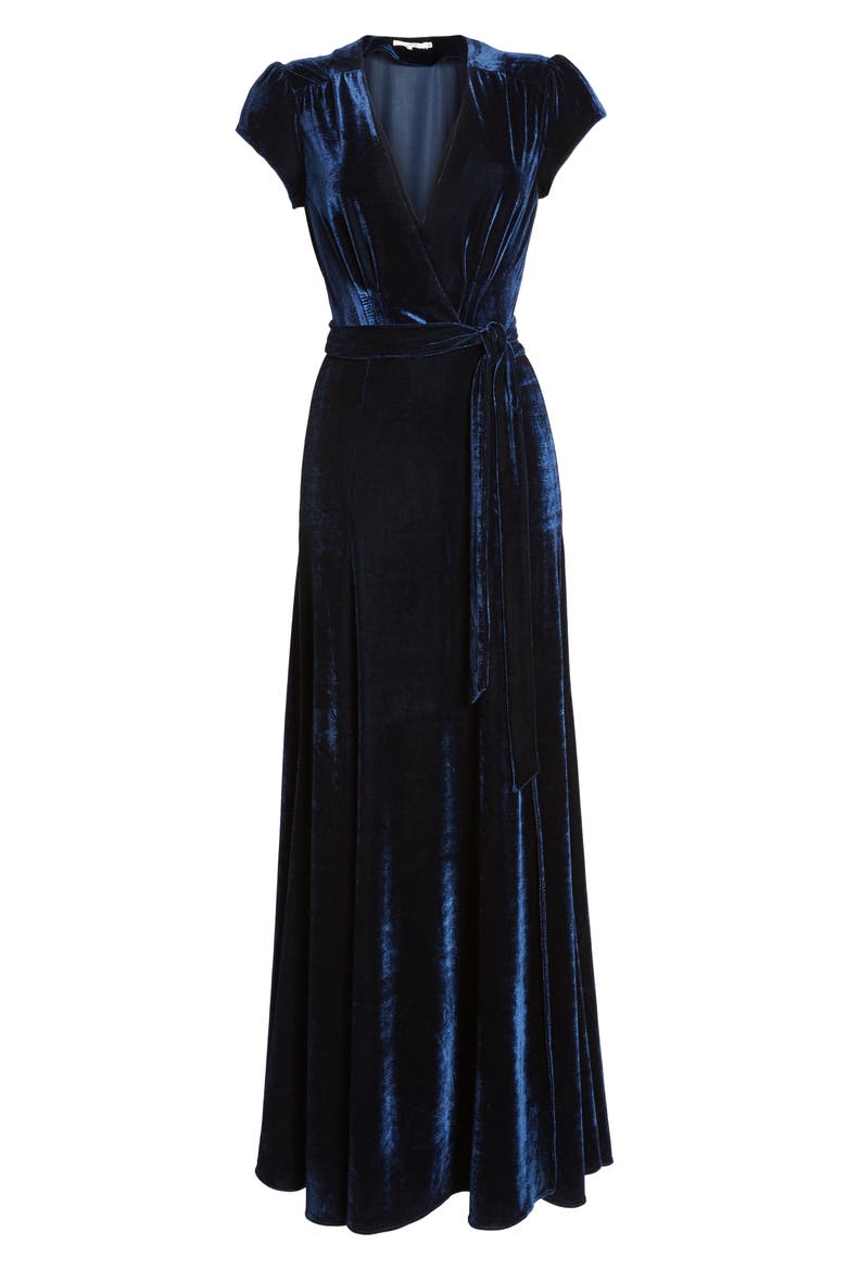Sid Velvet Wrap Maxi Dress, Alternate, color, MIDNIGHT BLUE