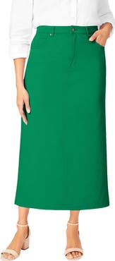 Jessica London Classic Cotton Denim Midi Skirt