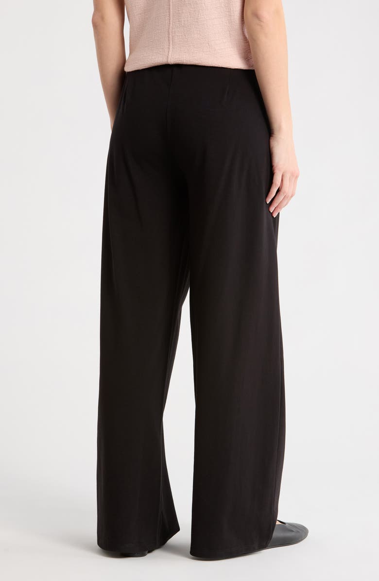 Eileen Fisher High Waist Cotton Blend Wide Leg Pants, Alternate, color, Black