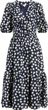 Caslon® Twist Detail Allover Print Midi Dress