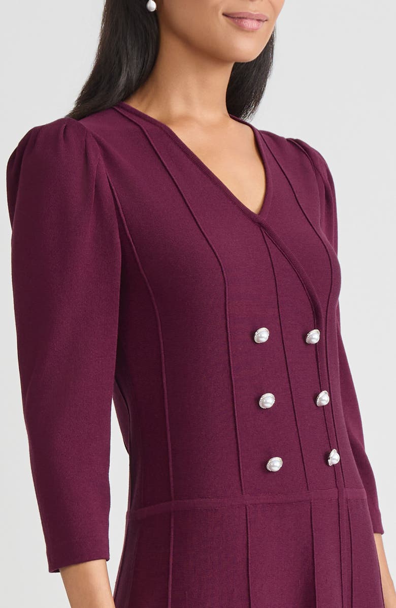 Ming Wang A-Line Faux Wrap Soft Knit Dress, Alternate, color, Midnight Violet