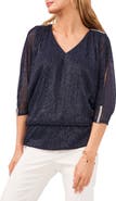 Chaus Metallic V-Neck Blouse