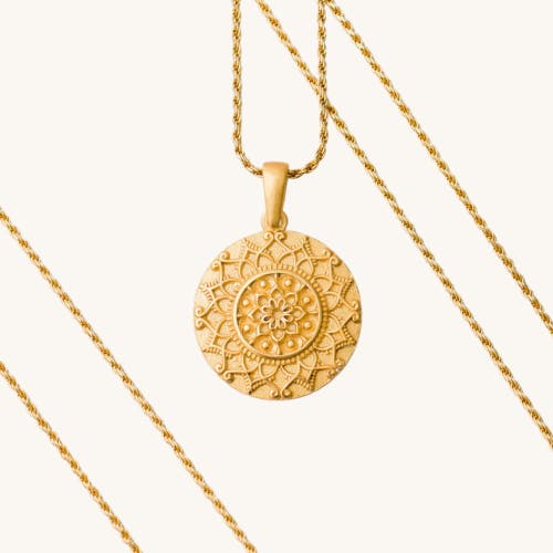 Mantra I Am Enough Mandala Necklace In Gold