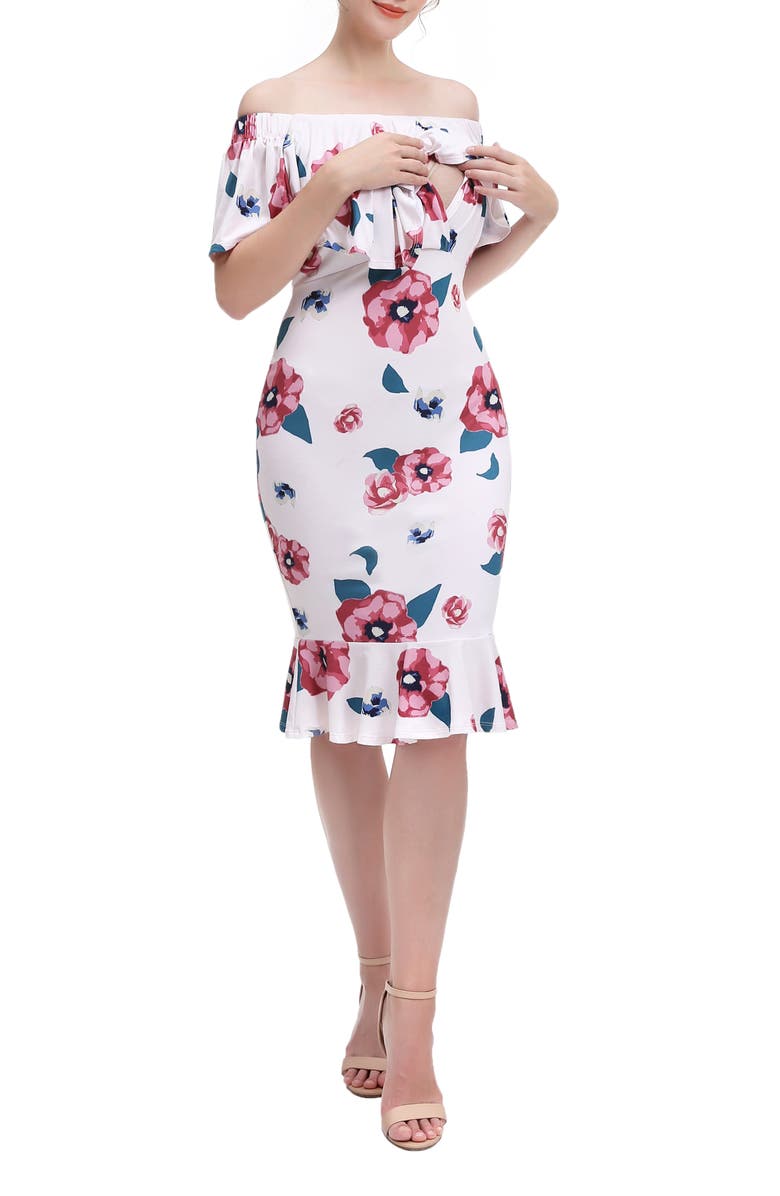 Kimi and Kai Kyla Floral Mermaid Hem Maternity/Nursing Dress, Alternate, color,