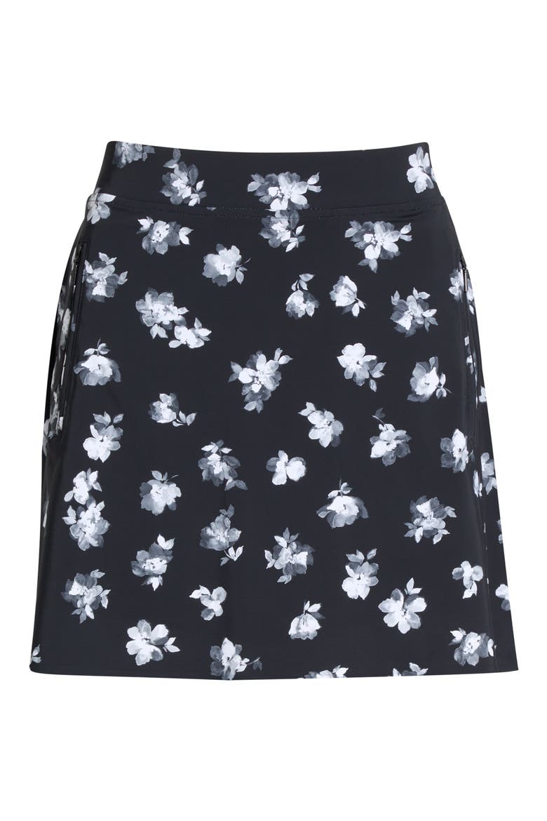Moody Floral Silky Tech Performance Skort, Alternate, color, ONYX