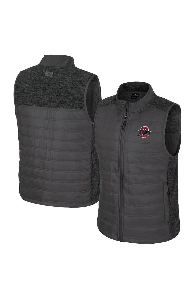 COLOSSEUM Men's Colosseum Charcoal Ohio State Buckeyes Nightman Full-Zip Puffer Vest, Main, color, Charcoal