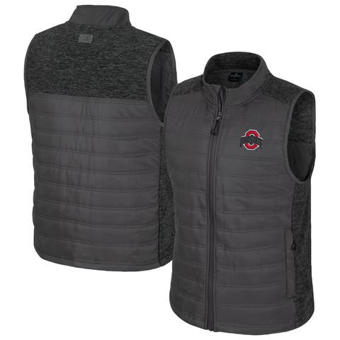 Men's Colosseum Charcoal Ohio State Buckeyes Nightman Full-Zip Puffer Vest