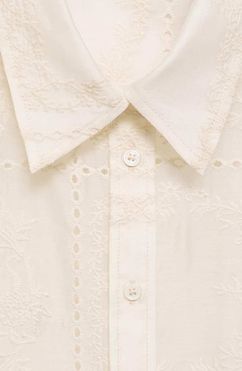 MANGO Embroidered Shirt, Alternate, color, Ecru