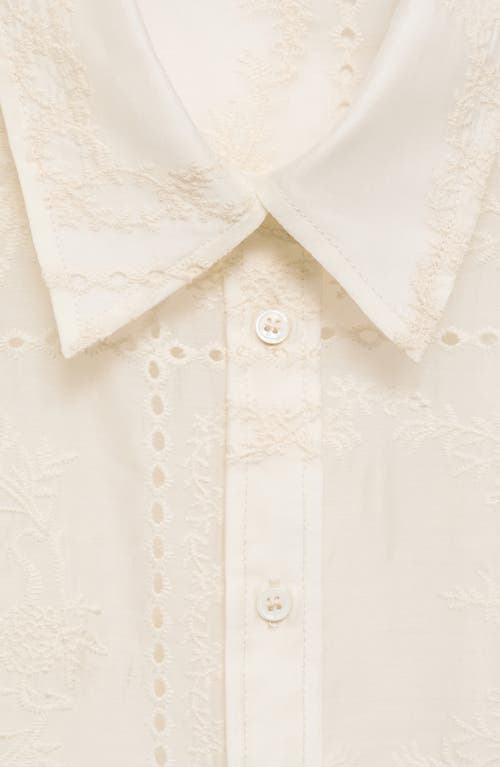 Mango Embroidered Shirt In White