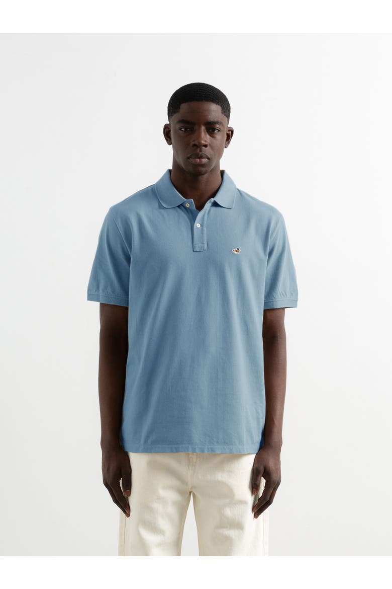 Duck Logo Piqué Polo Shirt, Main, color, Plain Steel