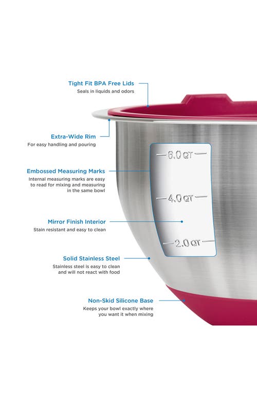 Viking 10-piece Stainless Steel Mixing Bowl Set With Lids In Red