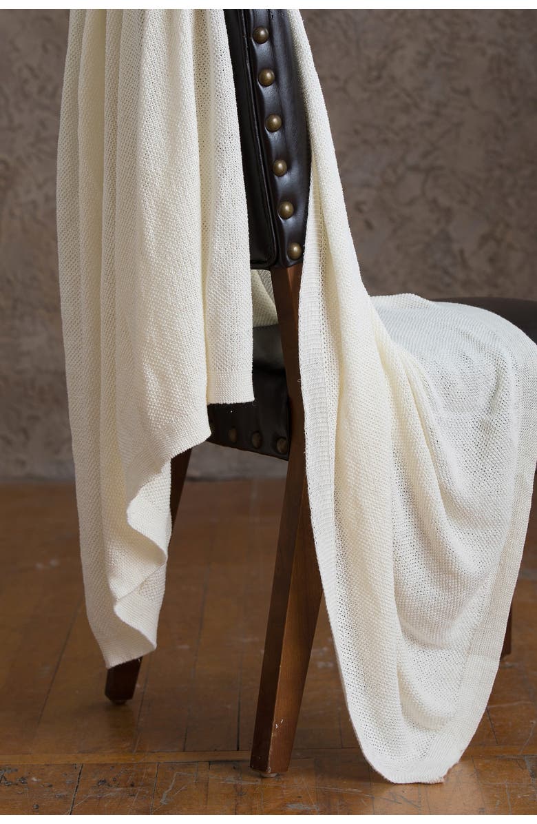 YA YA AND CO Becky White Linen Throw, Alternate, color,