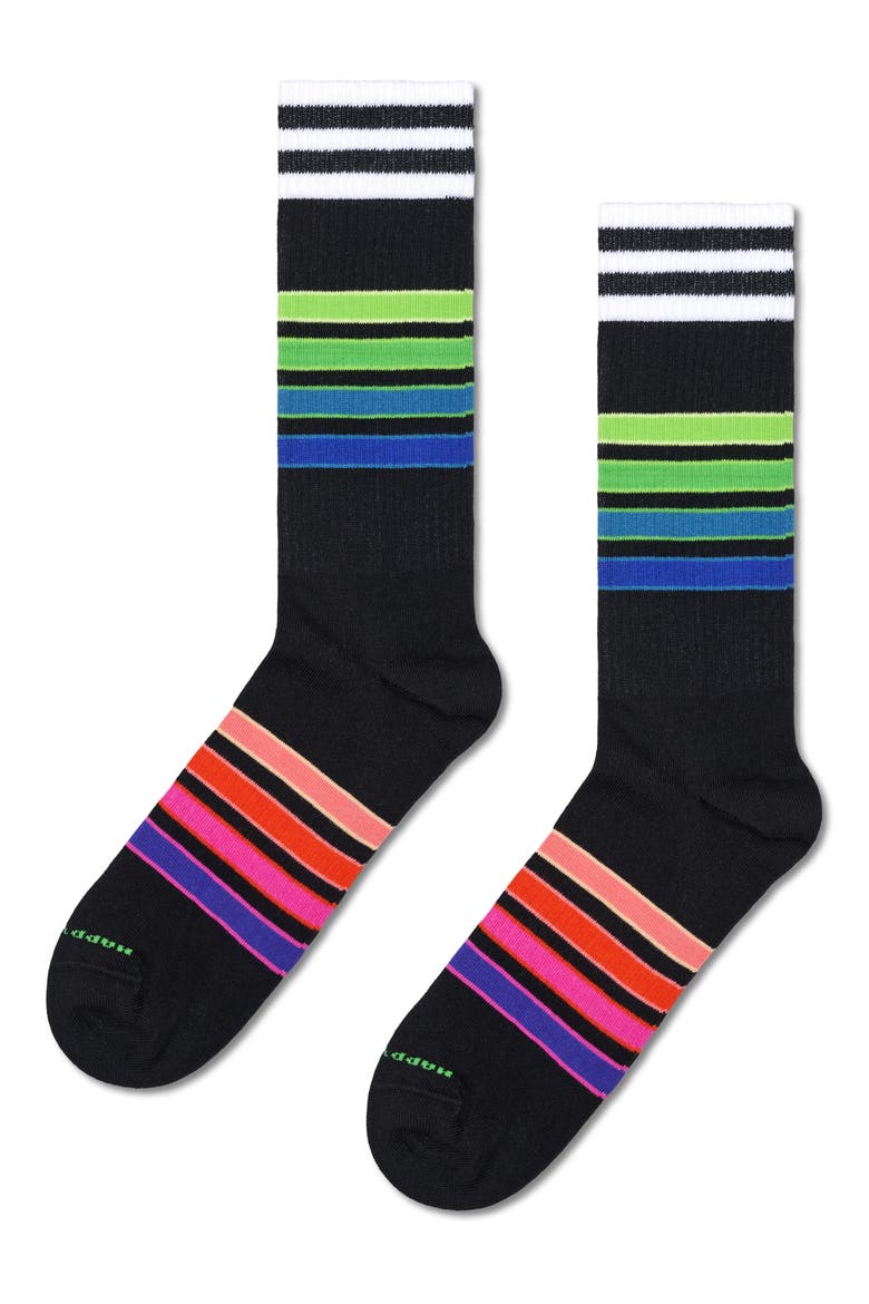 Assorted 2-Pack Stripe Sneaker Crew Socks Gift Box, Alternate, color, BLACK