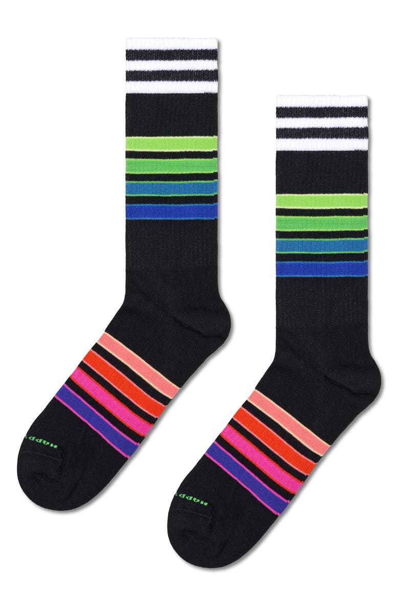 Happy Socks Assorted 2-Pack Stripe Sneaker Crew Socks Gift Box, Alternate, color, Black