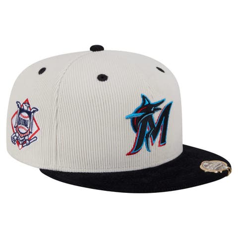 Men's New Era Cream/Black Miami Marlins Two-Tone Corduroy 59FIFTY Fitted Hat