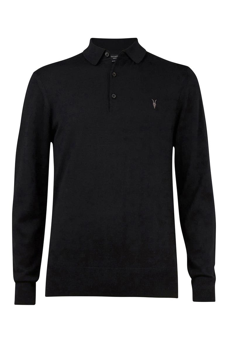 Mode Merino Wool Polo Sweater, Alternate, color, BLACK