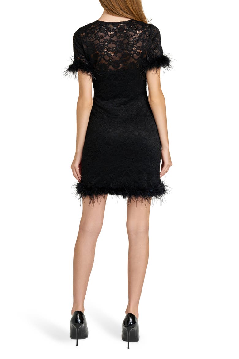 Alina Feather Lace Minidress, Alternate, color, BLACK