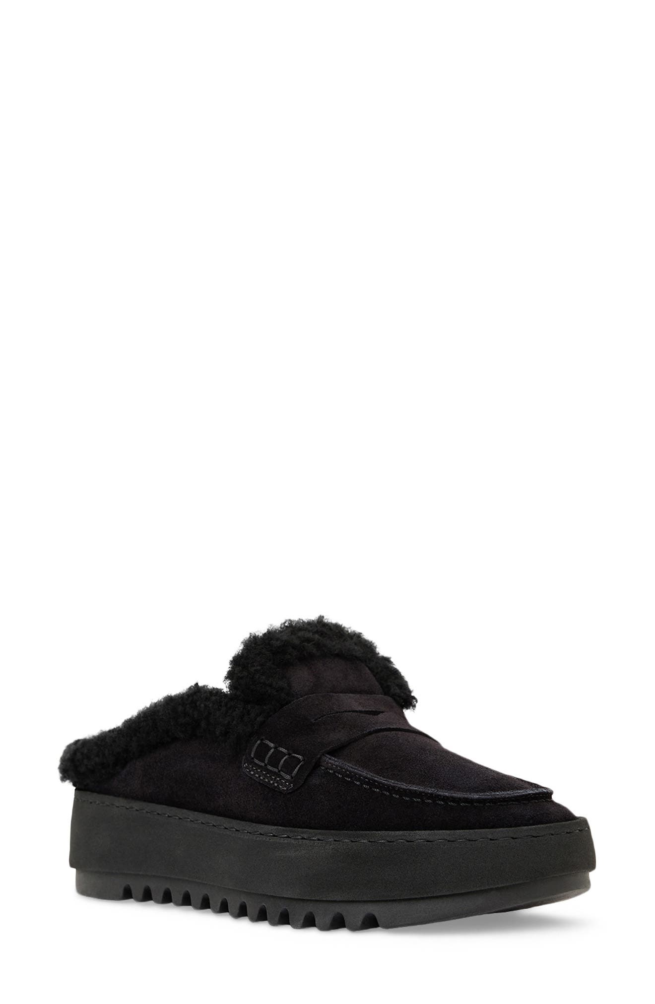 Aquatalia Amata Genuine Shearling Lined Weatherproof Mule, Main, color, Black/ Black