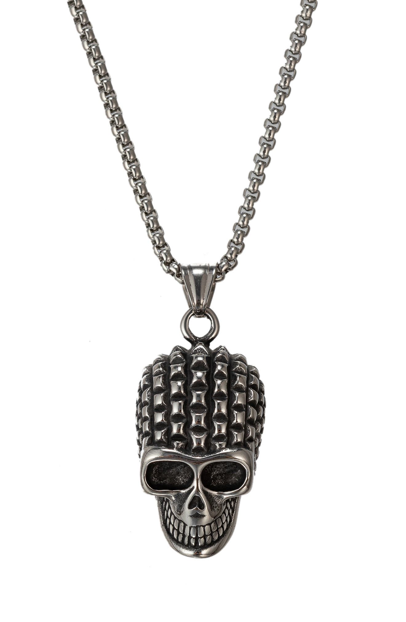 Men's Samuel Titanium Skull Pendant Necklace
