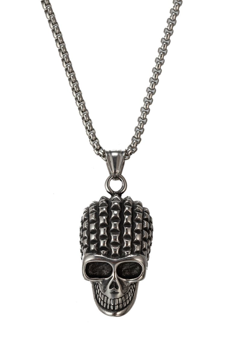 Men's Samuel Titanium Skull Pendant Necklace, Main, color, SILVER
