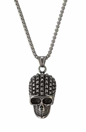 Men's Samuel Titanium Skull Pendant Necklace