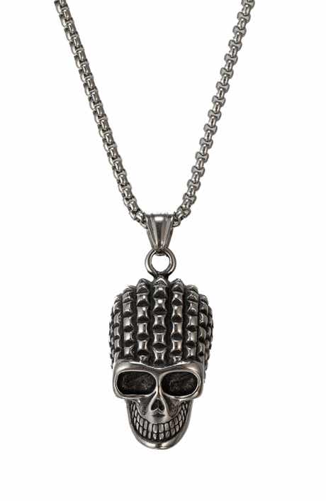 Men's Samuel Titanium Skull Pendant Necklace