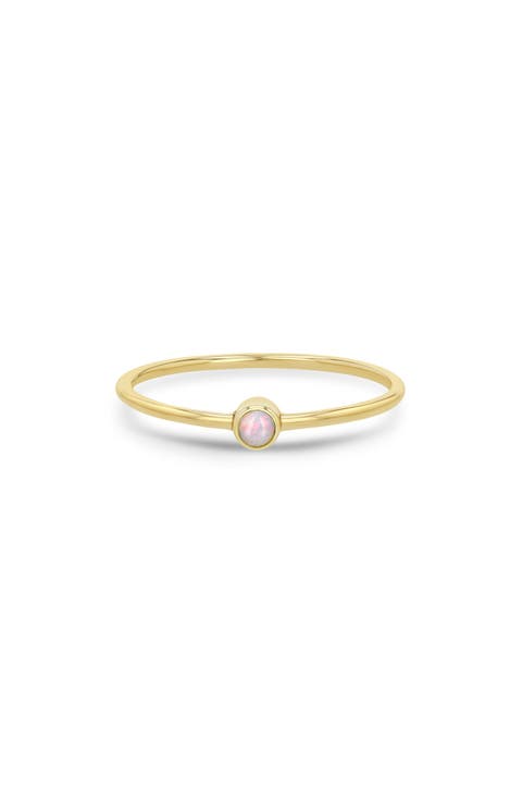 14K Gold Bezel Birthstone Stacking Ring