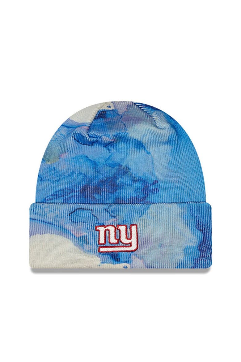 Men's New Era  Royal New York Giants 2022 Sideline Ink Dye Cuffed Knit Hat, Alternate, color, Royal