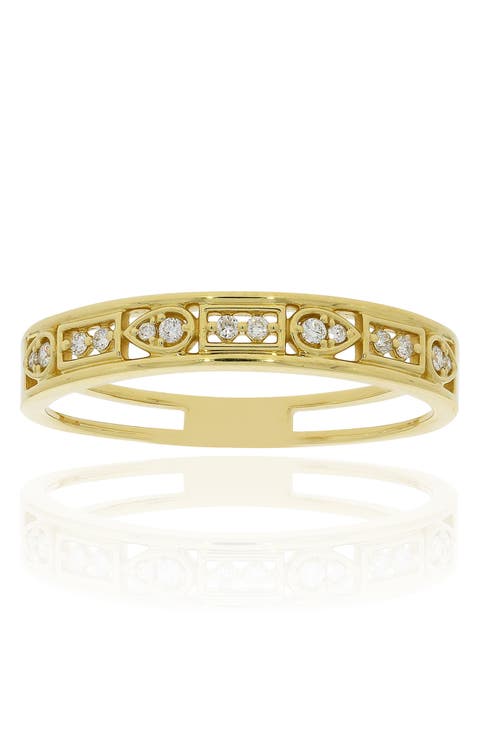 Florentine 18K Yellow Gold Diamond Stackable Ring
