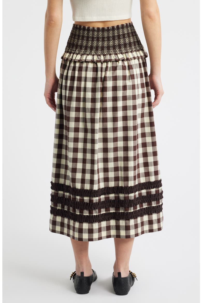 Ava Ruffle Trim Midi Skirt, Alternate, color, BUTTER